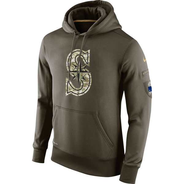 MLB Men Seattle Mariners Nike Olive Salute To Service KO Performance Hoodie Green->philadelphia flyers->NHL Jersey